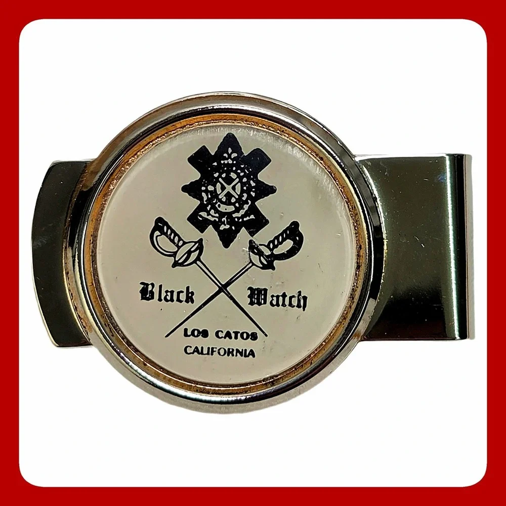 Vintage Black Watch Los Gatos Silver Tone Mens Money Clip Metal Accessory EUC